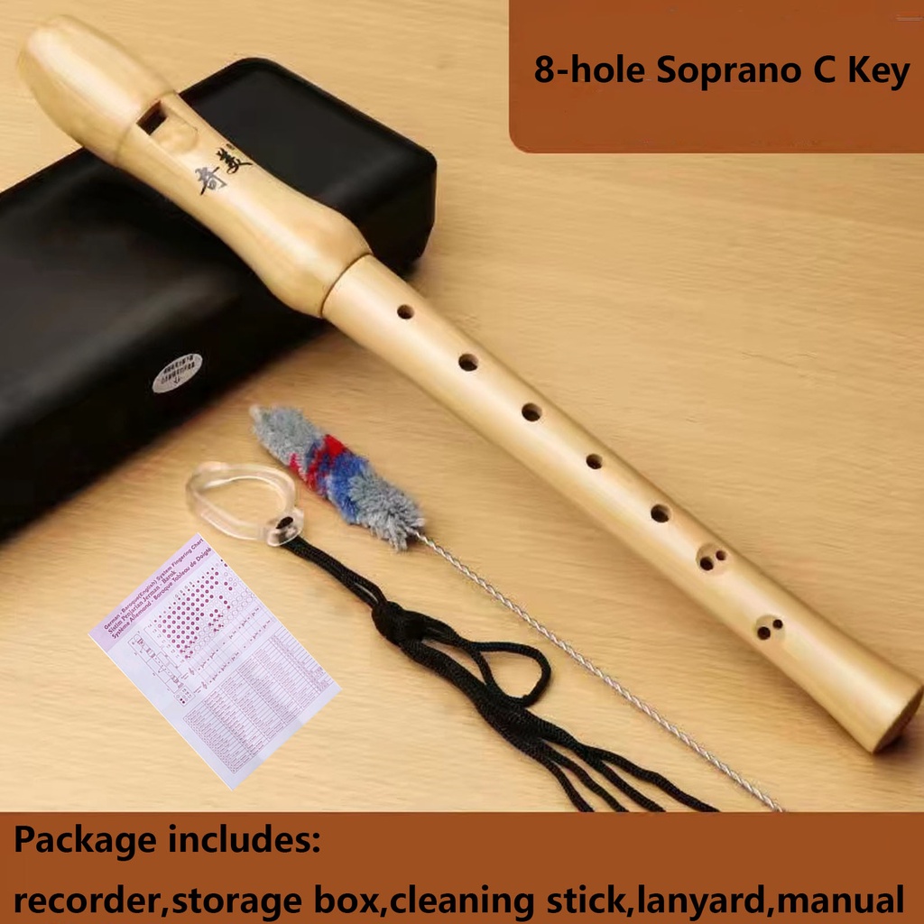 Baroque Recorder 8 holes,Soprano C Key Recorder Made of Maple Wood with