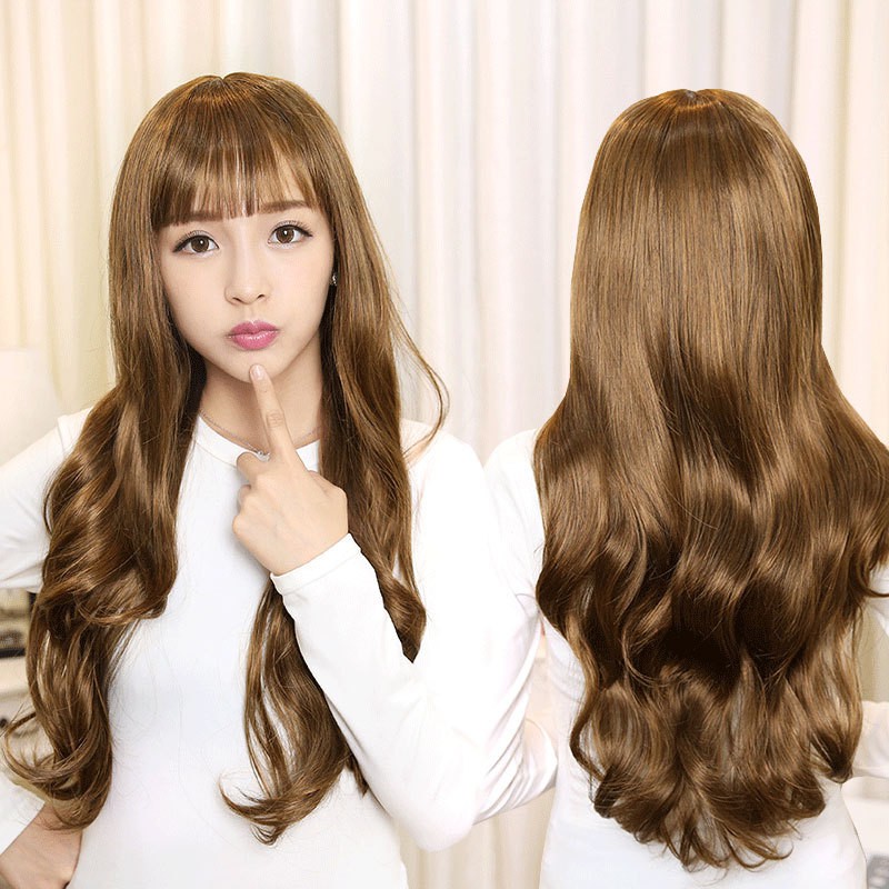 Fashion Style Lady Women Long Wavy Hair Full Wig Black Root Blonde