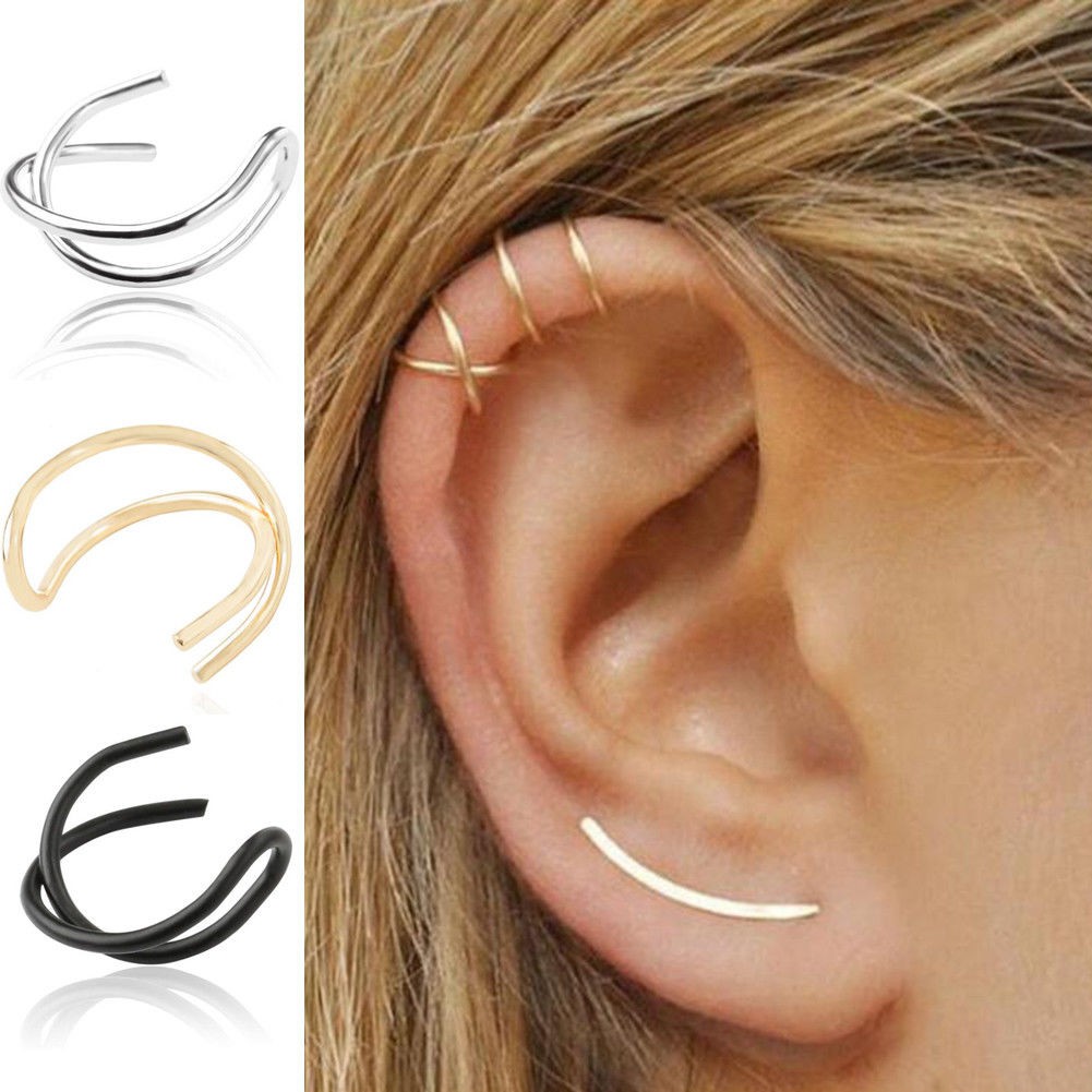 1pair Girls Wrap No Piercing Earrings Cuff Cartilage Ear Studs