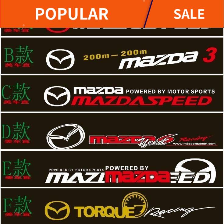 Ready Stock Stiker Kereta Mazda M3 M6 Ruiyi 323 M2 Front Sticker Rear Stash Paper Modification Sticker Car Sticker