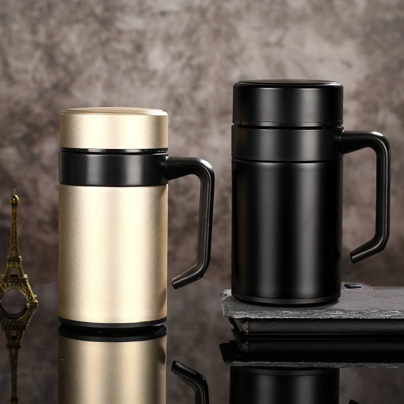 304 Stainless Steel Thermos Mugs, Tea Cup With Handle Lid Tea Filter Insulated