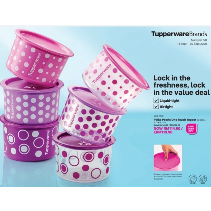 Tupperware : Polka Pearls One Touch Topper ❤Ready Stock❤*