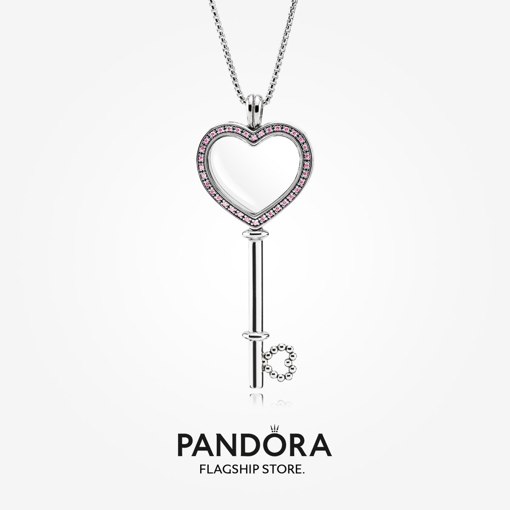 Pandora Pink Heart Key Floating Locket Necklace (80cm) Shopee Malaysia
