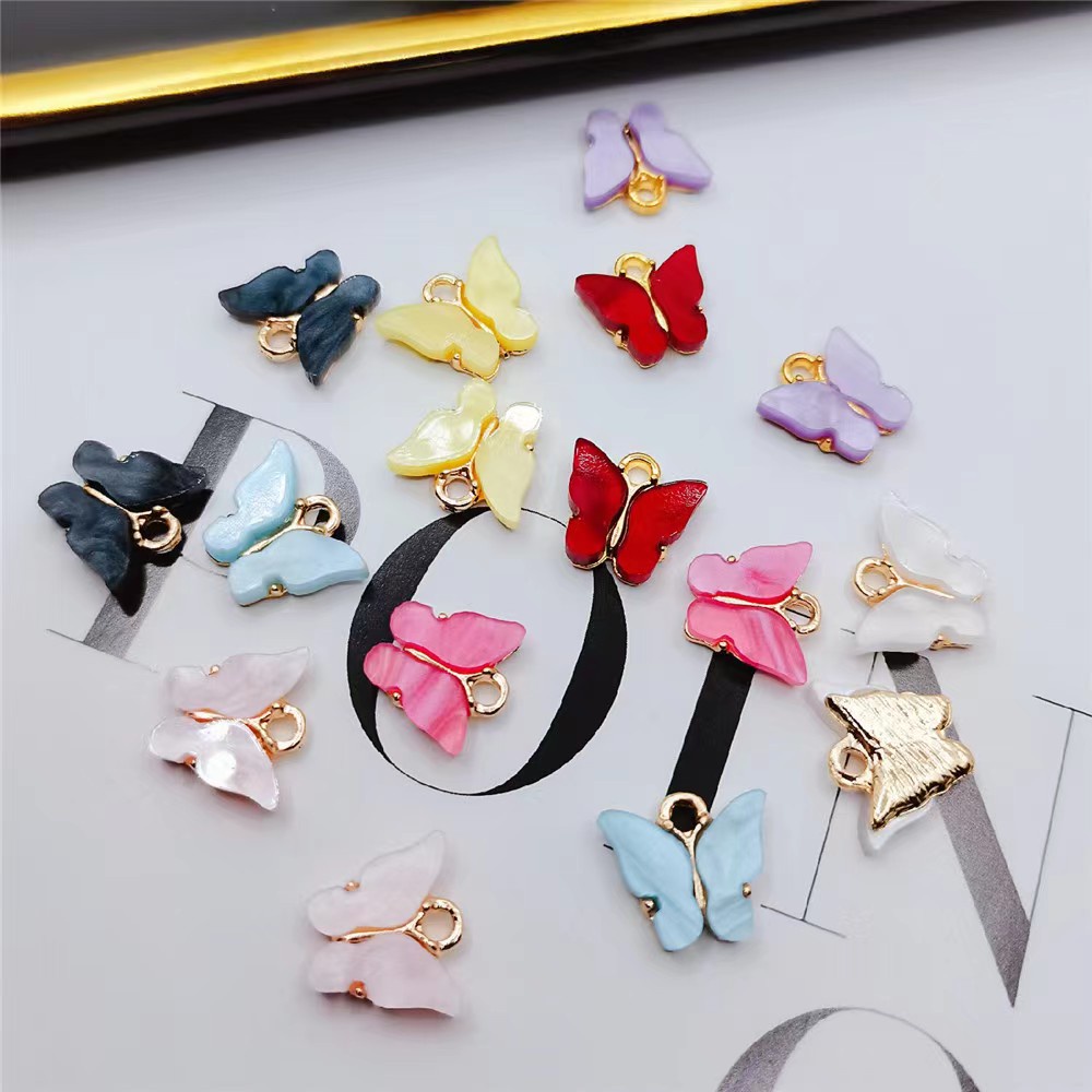 （手工 diy / 1PCS）D09 Bowknot Cute Alloy Pendant Accessories Hand-Made Small Handmade diy Jewelry Bracelet Material Earring Key Ring Trendy Alloy Butterfly Setting Acrylic Charms Lovely DIY Animal Pendant Handmade Jewelry For Necklace Bracelet