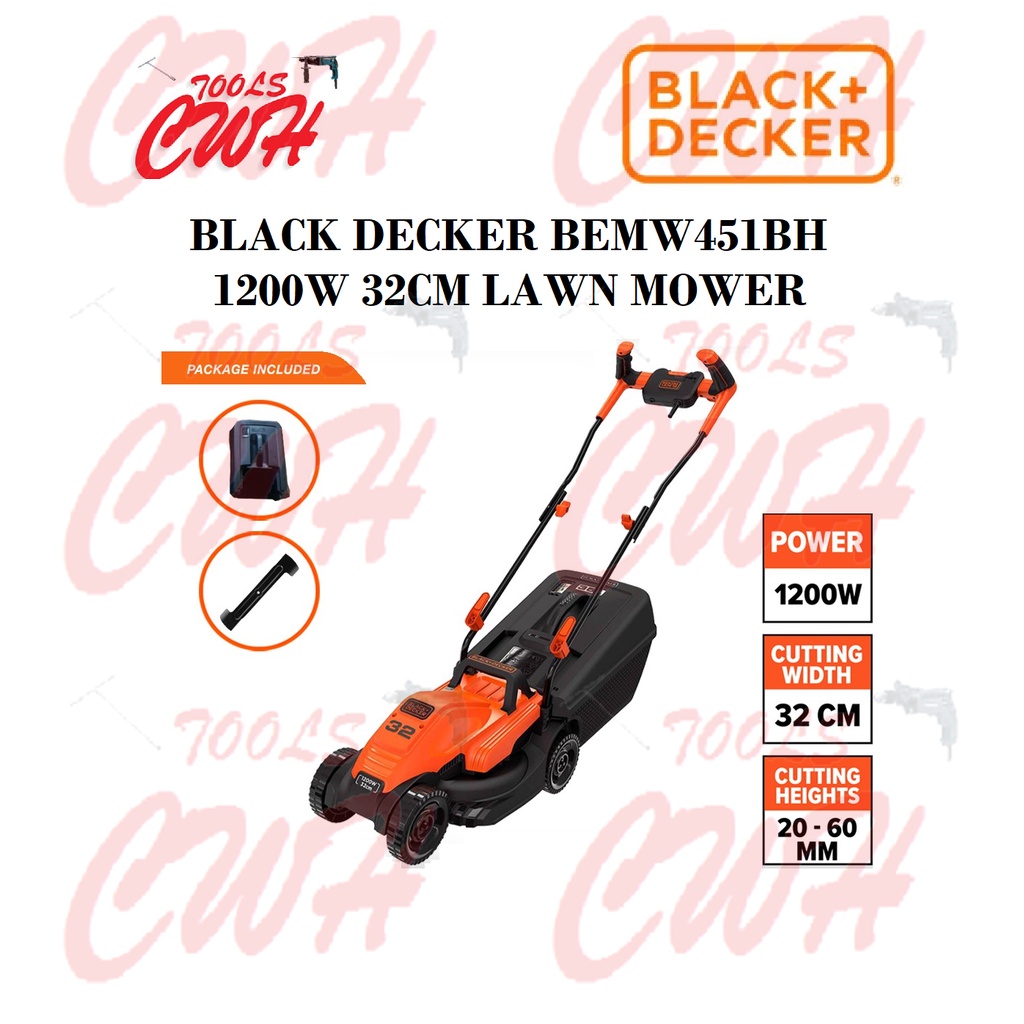 BLACK AND DECKER BEMW451BH 1200W 32CM LAWN MOWER GRASS TRIMMER EATER RAKER CUTTER MESIN PEMOTONG POTONG RUMPUT