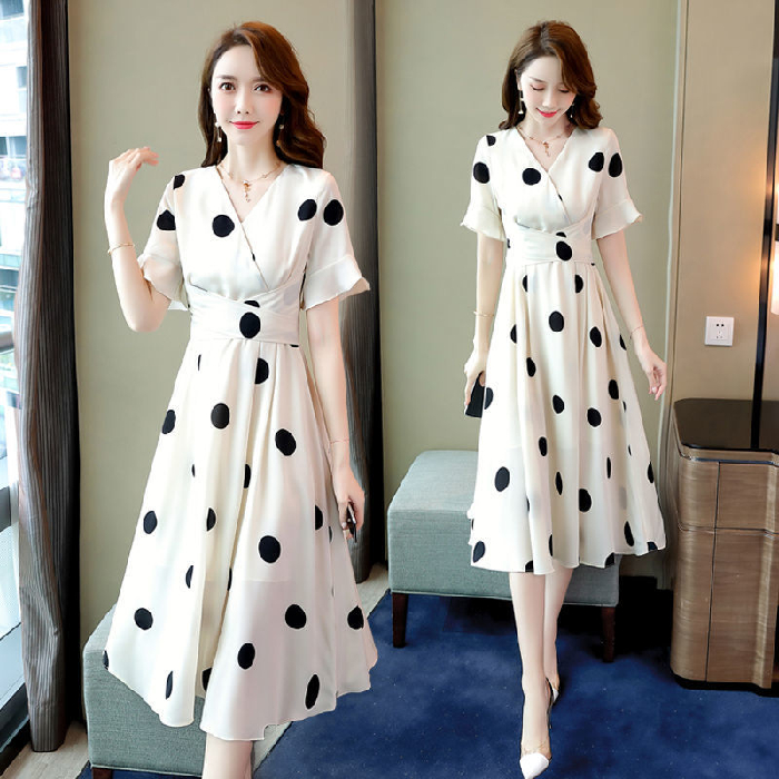 Polka Dot Dress 2021 Summer New Women's Short Sleeve Fashion Show Thin Casual  Korean Dress | Shopee Malaysia
