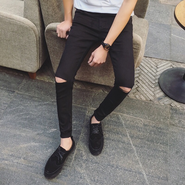 korean ripped jeans mens