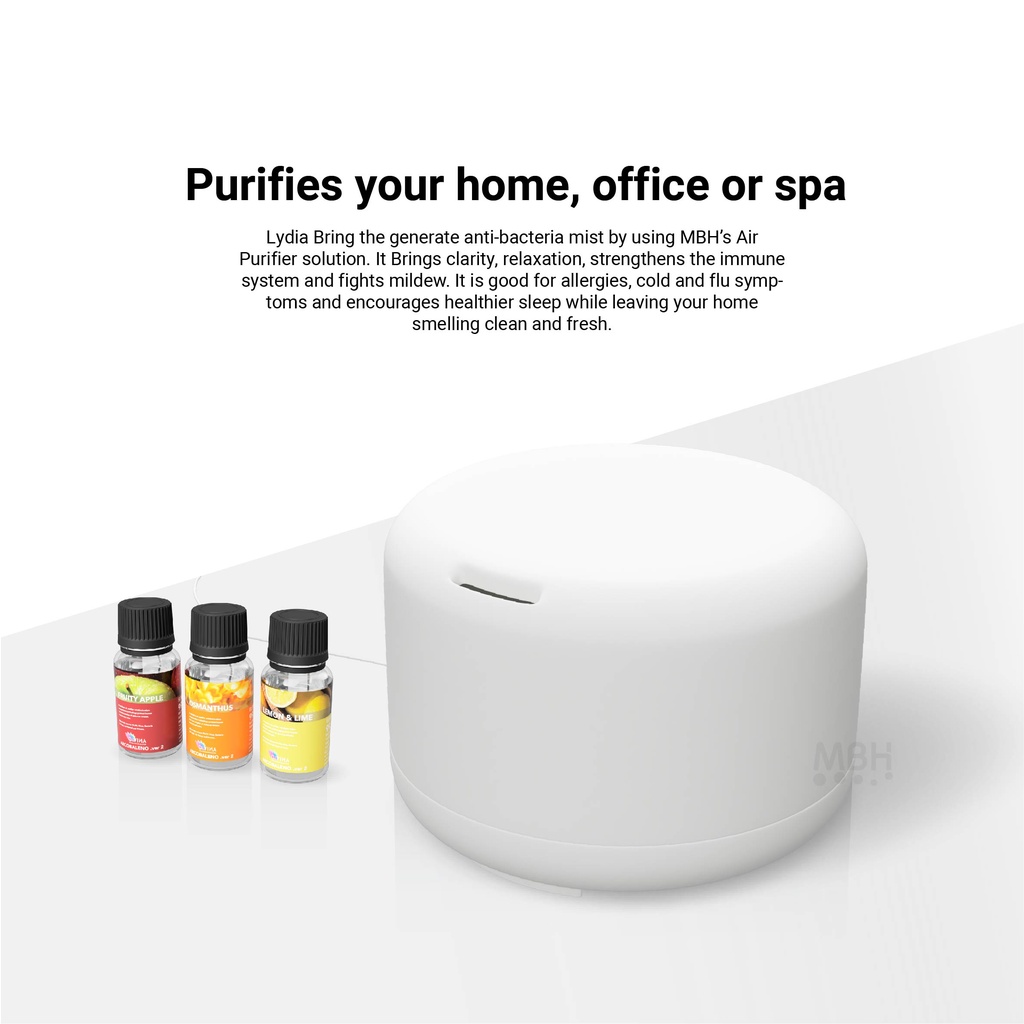 MBH Lydia Humidifier Aroma Diffuser, Aroma Therapy, Humidifier, Air Purifier with LEDs and Remote Control  (850/500ml) #3