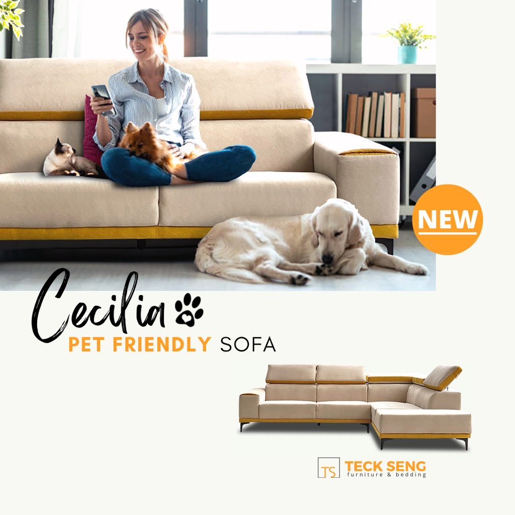TECK SENG] Cecilia Pet Friendly Sofa/ Dirt & Stain Free/ Scratch Resistant/  Claw Proof/ Water Repellent/ Corner Sofa | Shopee Malaysia