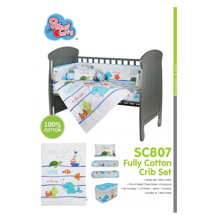 Sweet Cherry Sc807 Fully Cotton Crib Set Shopee Malaysia