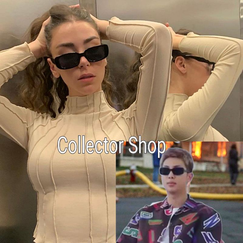 Retro Viral Insta Memes Sunglasses Namjoon BTS Rectangular shape Cermin