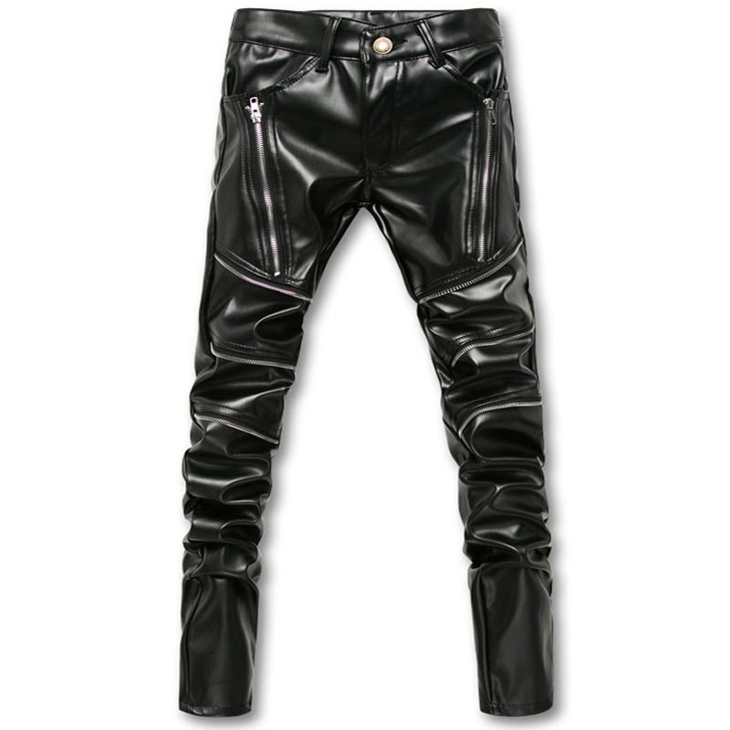 tight leather joggers