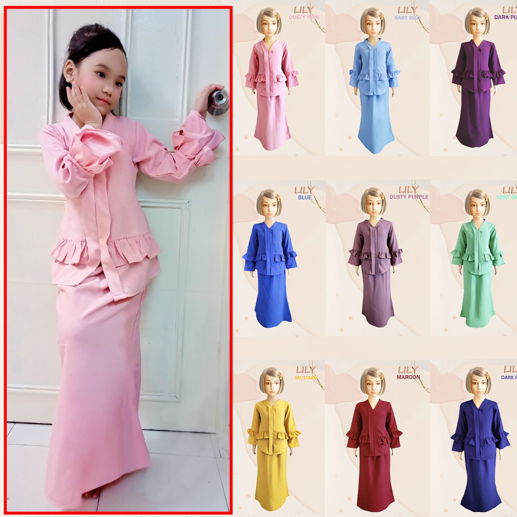 Peplum Kebaya Lily Baju Kurung Budak Baju Kurung Kanak Kanak Baju Raya Sedondon Baju Raya 2021 Kurung Budak Kurung Murah