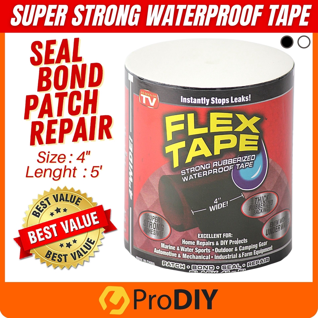 Waterproof Super Fix Tape 4" X 5' Flexible Sealing Adhesive Fix Gam