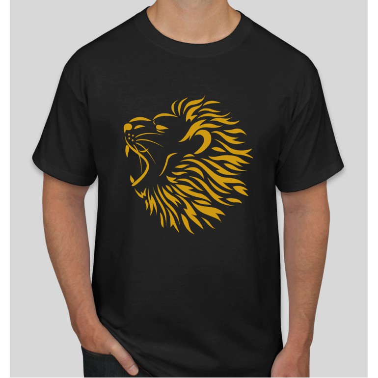 Unisex - Gold Lion Printed Round Neck 100% Cotton T-shirt | Shopee Malaysia