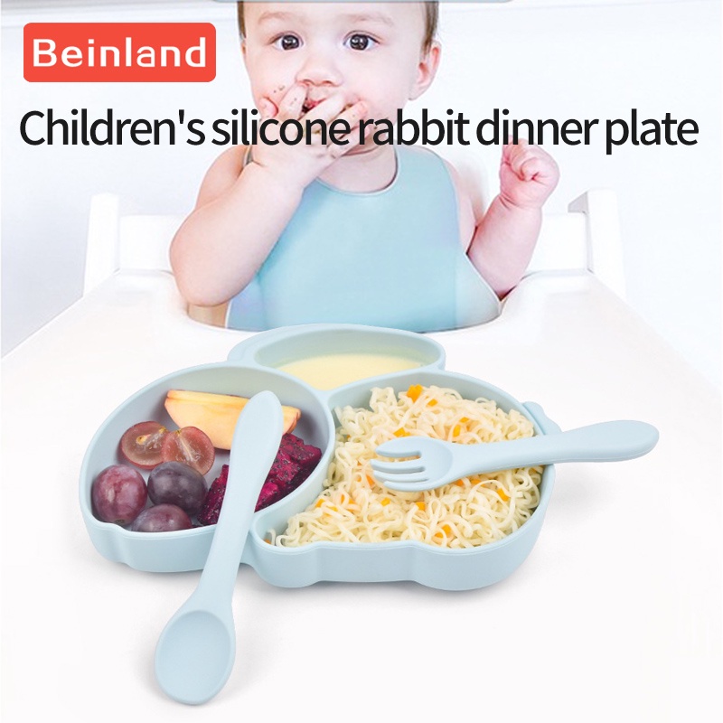 Beinland Baby Silicone Suction Plate Kids Tableware Cartoon Rabbit Infant Eating  Training Food Bowl | Shopee Malaysia