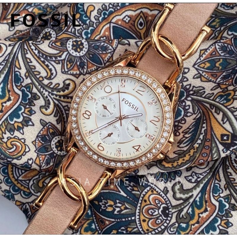 Overleven Nadruk toilet Fossil | ES3466 Women's Riley Multifunction Light Brown Leather Strap Watch  Official Warranty | Shopee Malaysia