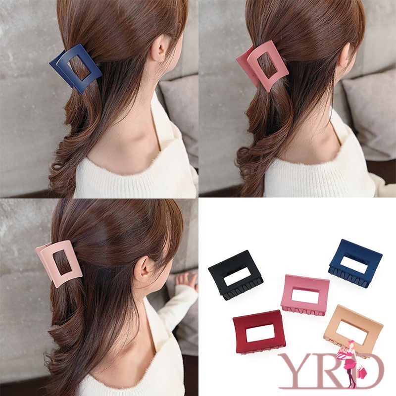 Korean Style Candy Color Square Non Slip Acrylic Hair Clips