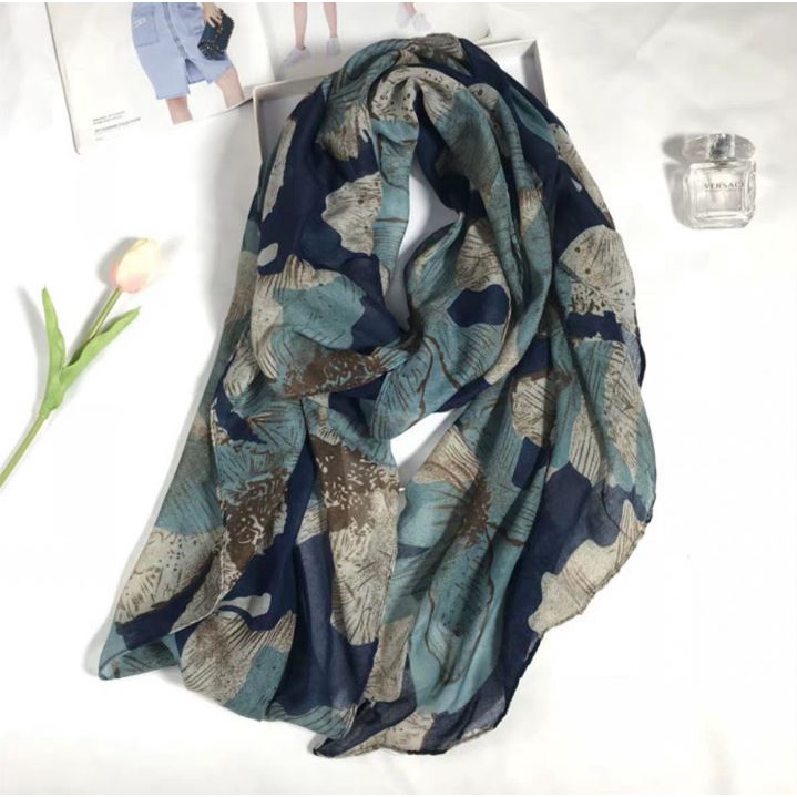 Hijab shawl corak ironless tudung bunga printed floral cotton-sarah