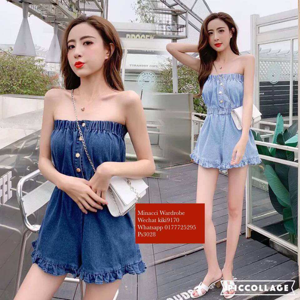 off the shoulder jean romper