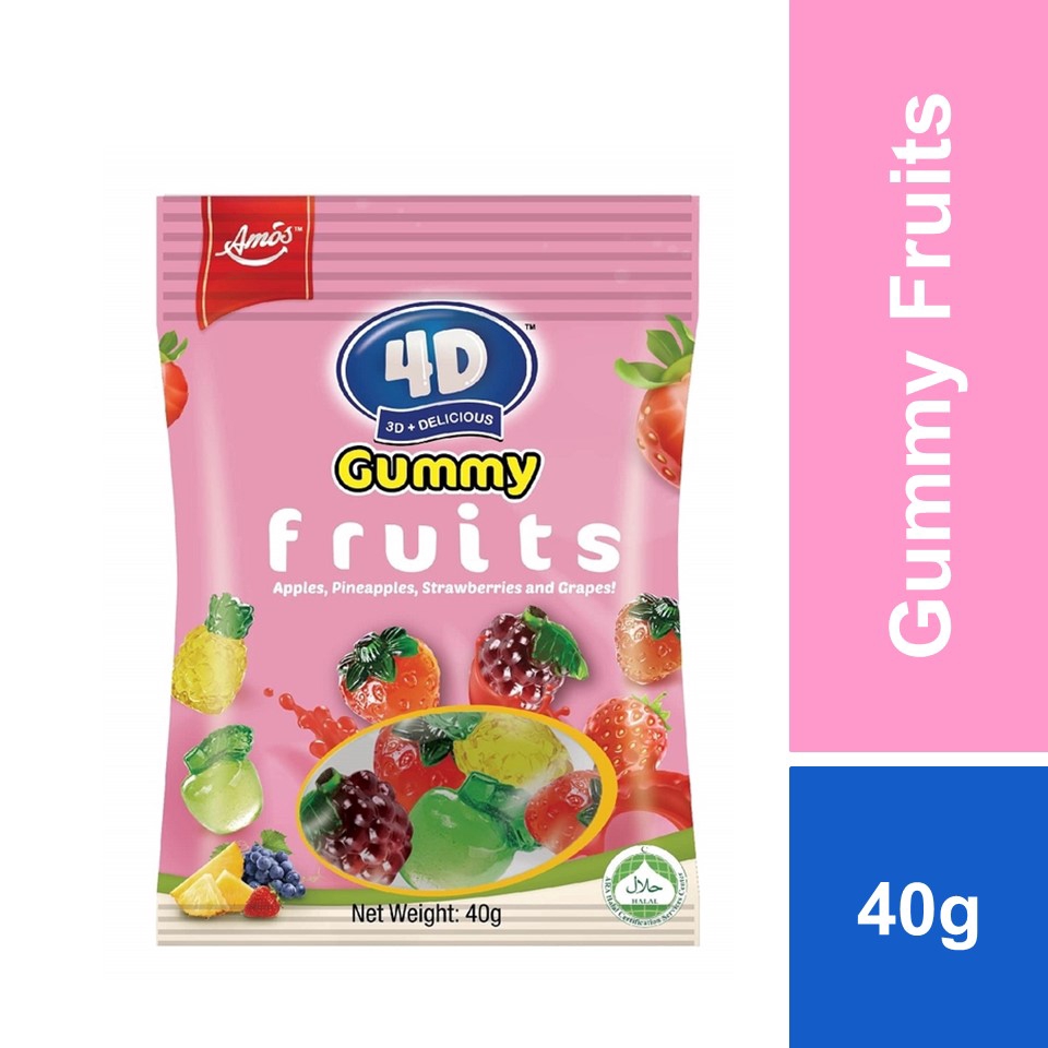 Amos 4DGummy Fruits 40g | Shopee Malaysia