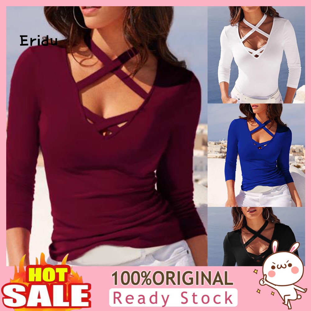 women's slim fit v neck t shirt