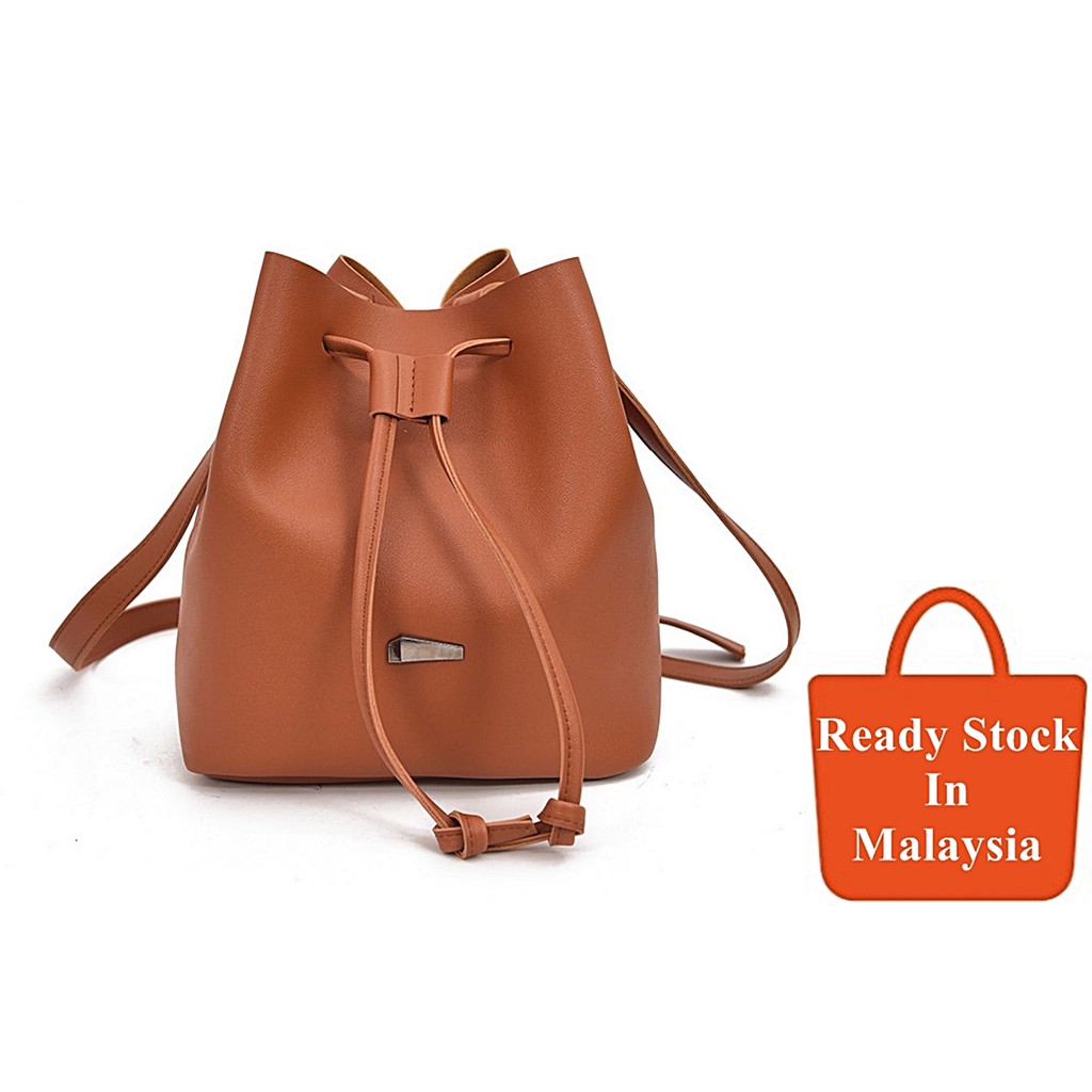 Women Bag PU Bucket Shoulder Sling Handbag Tote Beg Wanita