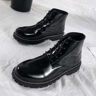Martin Boots High-Top Leather Shoes Korean Version Trendy British Style Short
