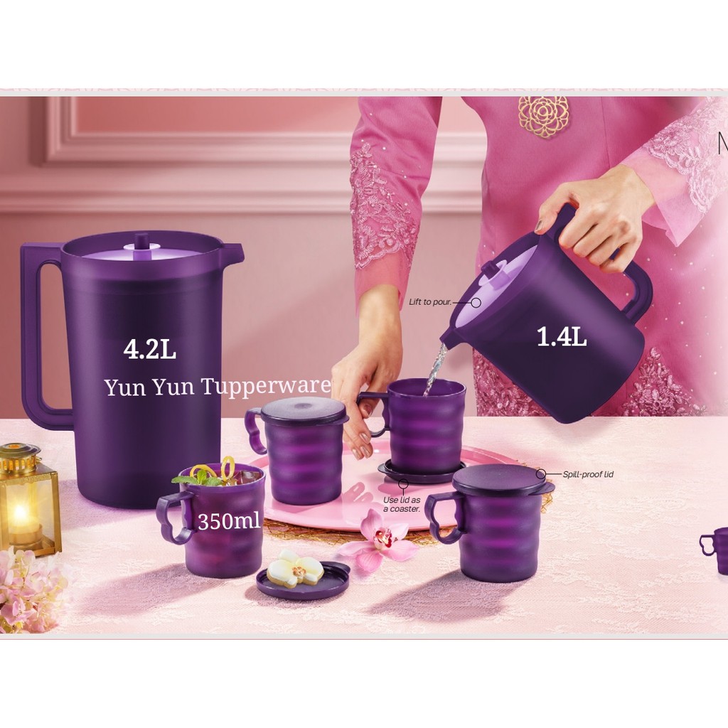 🔥READY STOCK🔥Tupperware Purple Royale Pitcher 4.2L or 1.4L / Mugs with Seal / Deep Plate / Bowl / Treat Plate