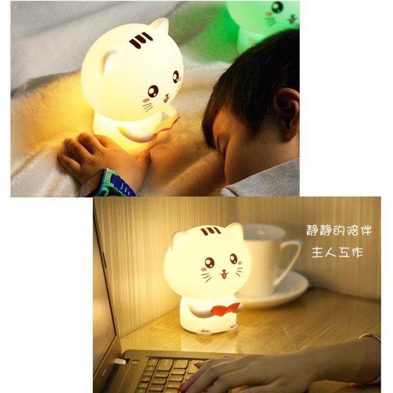 Voice Recording Cute Cat Table Night Lamp for Children Lampu Budak