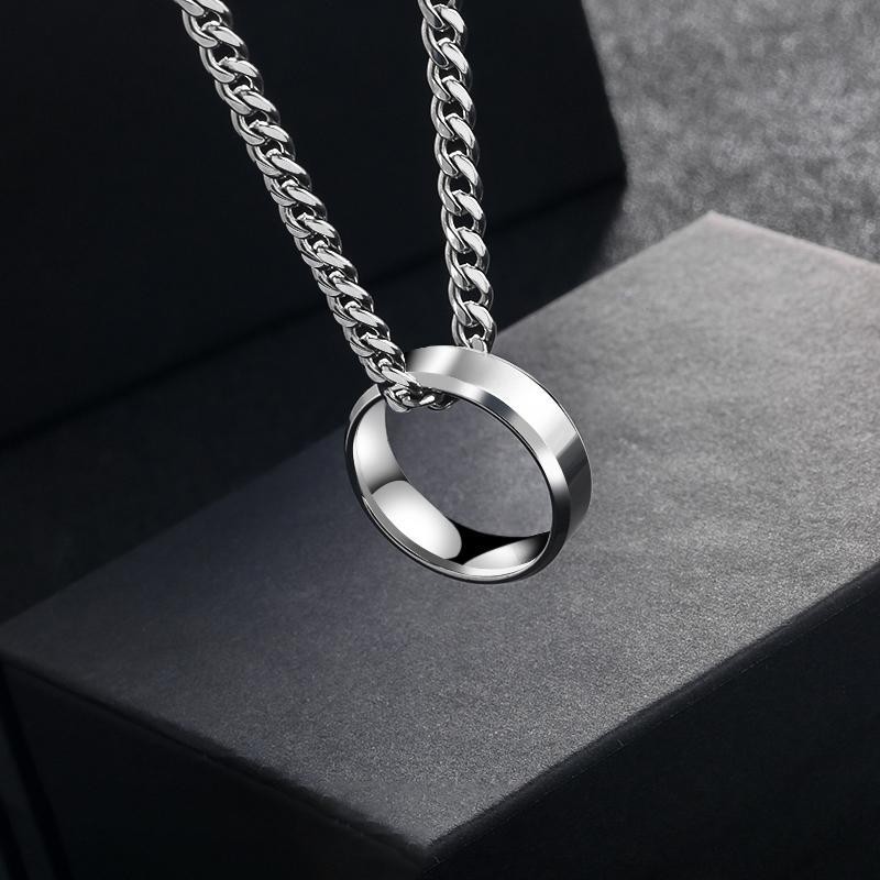 Wang Yibo the same necklace men and women trendy simple ring finger ...