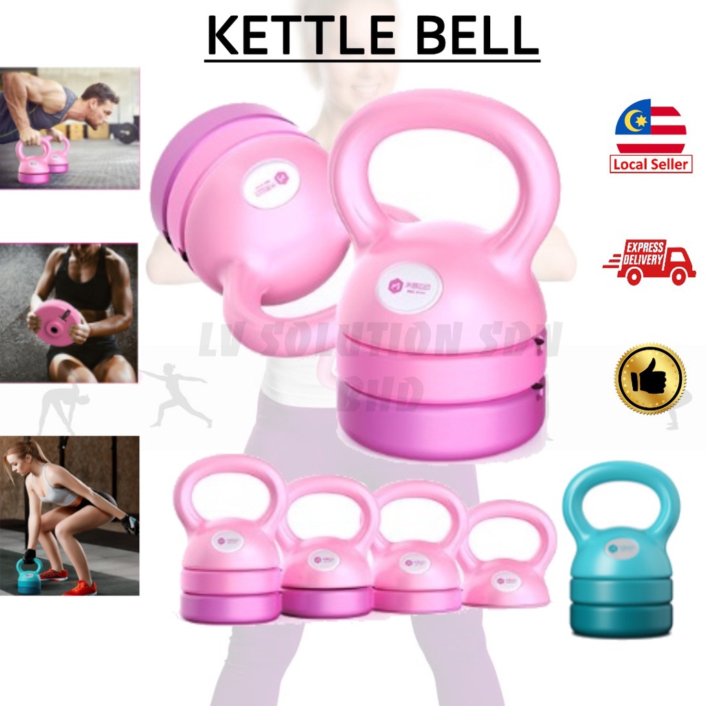 【 Ready Stock】Adjustable Kettlebell Gym 5kg Kettlebell Set Indoor Gym Home Gym Lady Excercise Pink Green