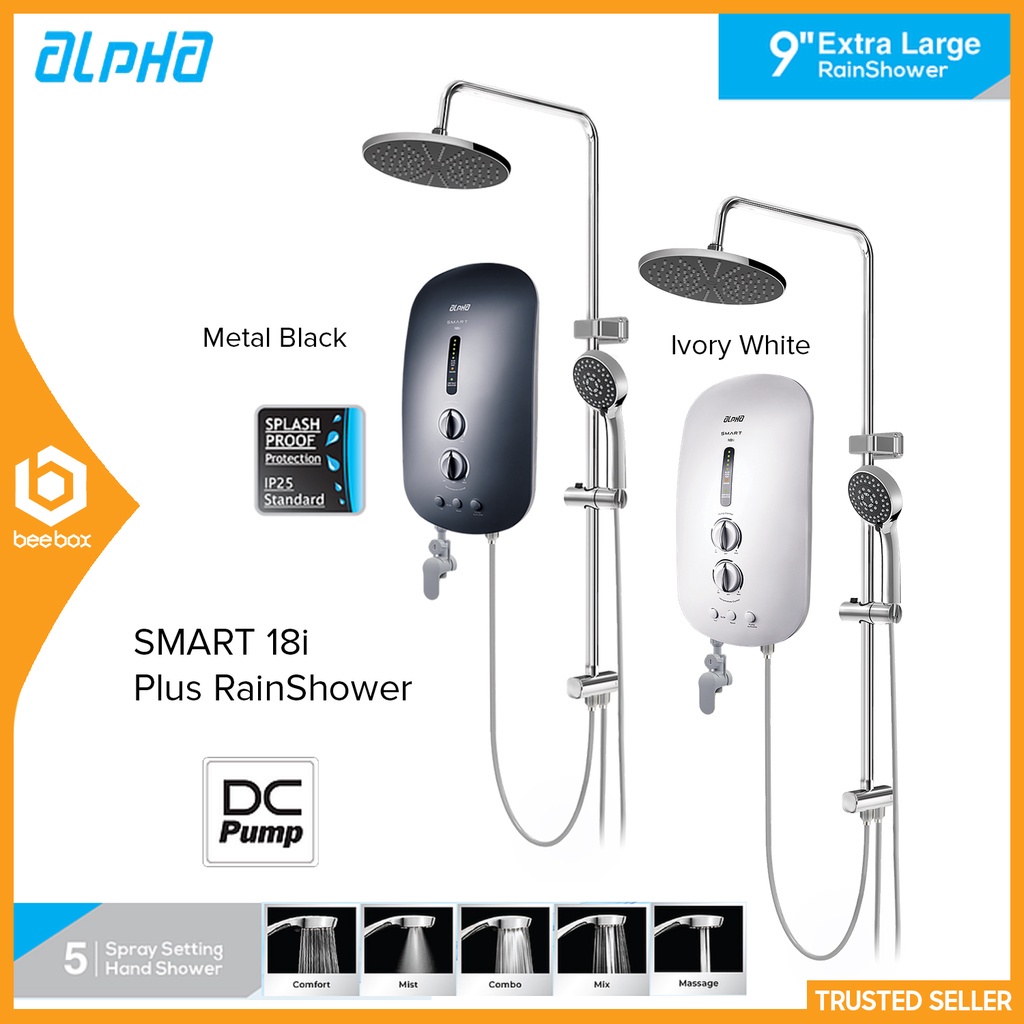 Alpha SMART 18I PLUS DC Silent Jet Pump Instant Water Heater with Rain