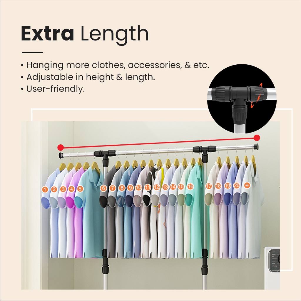 FINSSO: Garment Rack Cloth Hanger And Organizer Wheel Single Pole Hanger Cloth Laundry Dryer Rack