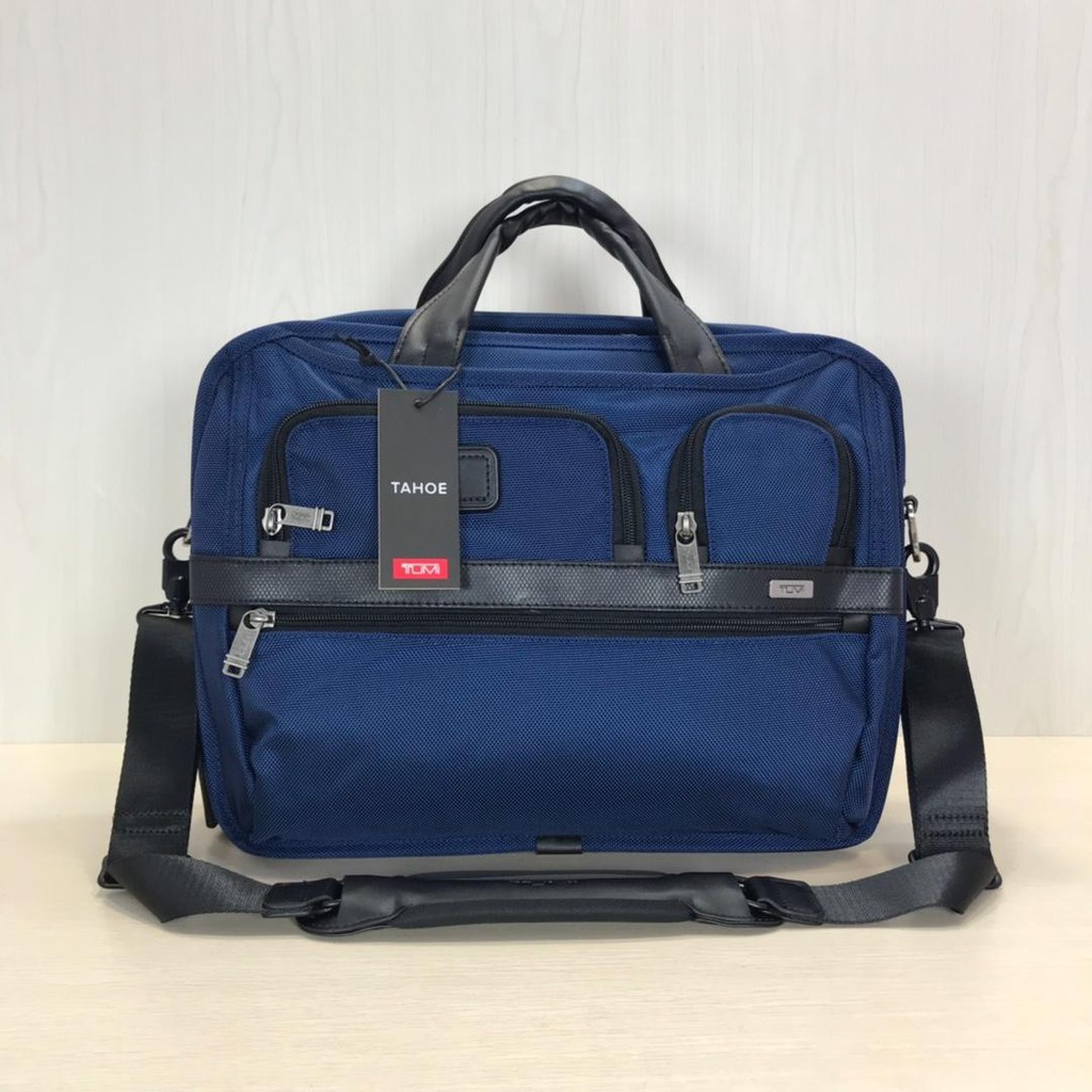 tumi blue briefcase