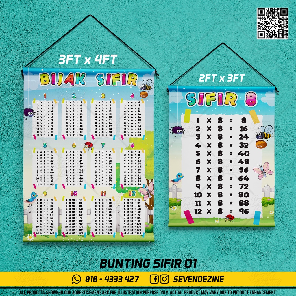 [Sifir 01] Bunting Sifir, Times Tables | Shopee Malaysia