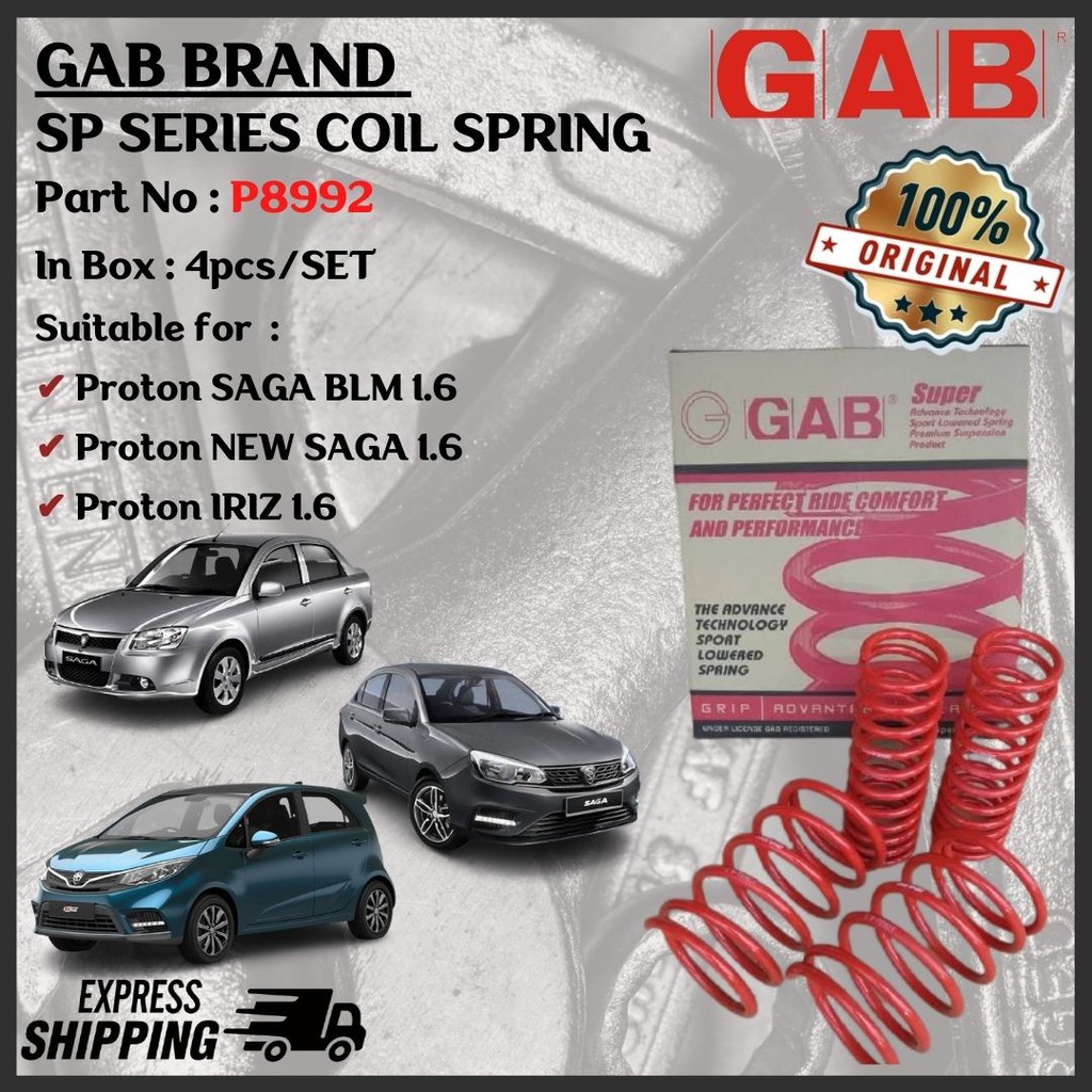 Ready Stock GAB Lowered Sport Coil Spring PROTON BLM IRIZ SAGA 