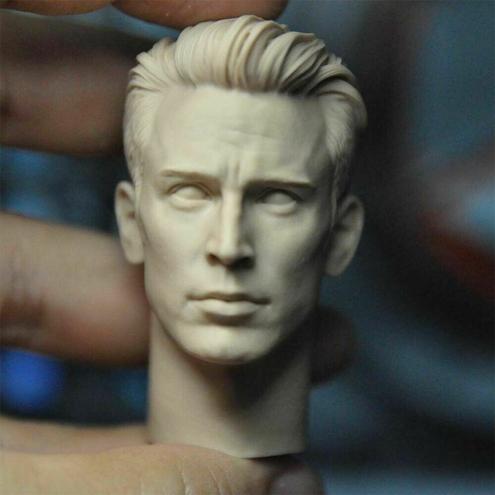 Unpainted 1/6 Scale Captain Steve Rogers Chris Evans Head Sculpt Model ...