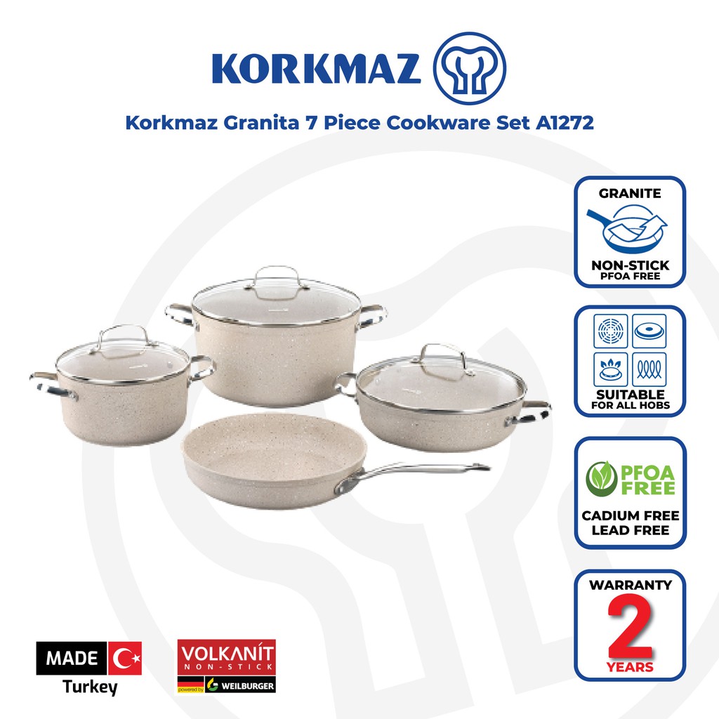Korkmaz Granita 7 Piece Cookware Set A1272 Shopee Malaysia