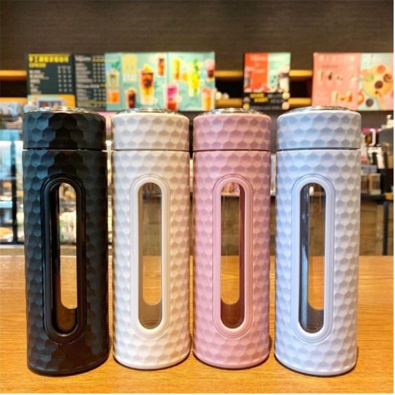 Borosilicate Glass Premium Tea Cup Drinking Bottle 450ml Leakproof