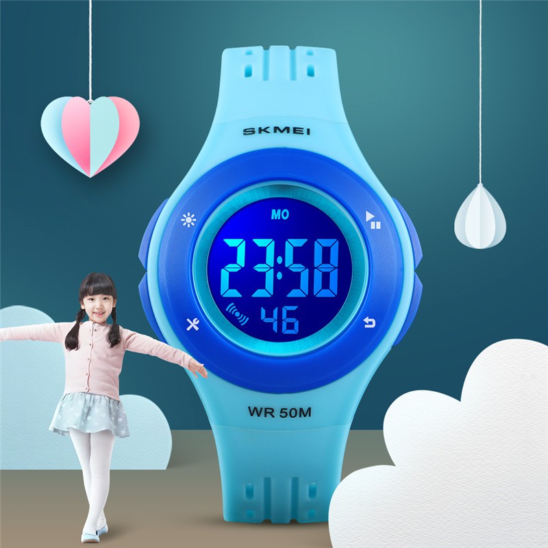 SKMEI Children’s Digital Electronic LED Light Sport Style Waterproof Watches Week Date Display Alarm Clock