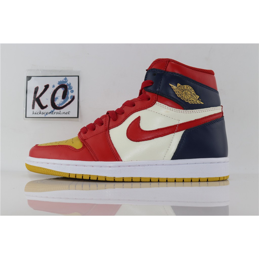 red blue and yellow jordan 1