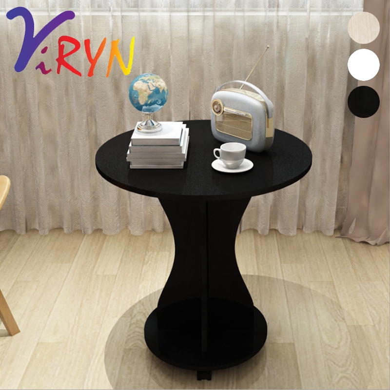 Viryn Simple Modern Wooden Small Round Coffee Table Living Room Side Table With Wheels Tt018 Shopee Malaysia