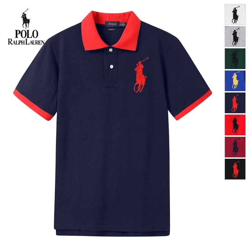 【 New-Kinds】 Ralph_Lauren smatching Polo shirt male lapel high-end business casual men's Malaysian standard short-sleeved shirt dad T-shirt polo shirt men plus size