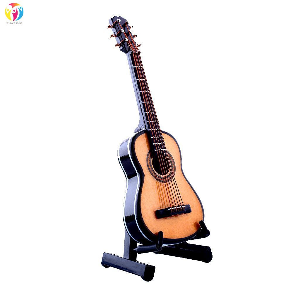 1:12 Guitar Wooden Miniature Musical Instrument Music Dollhouse Decor Toy Case 