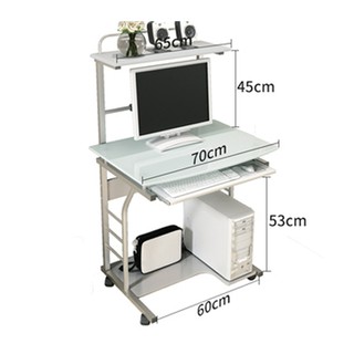 small computer desk with keyboard tray and printer shelf