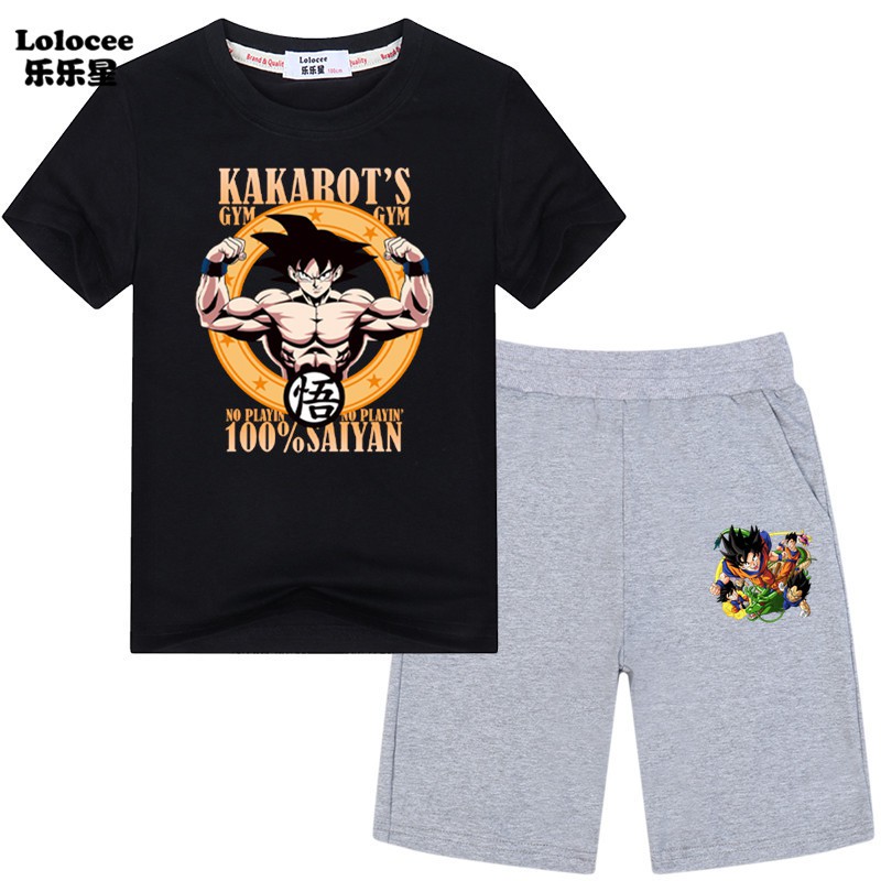 Boys Dragon Ball Z Super Saiyan Goku T Shirt And Shorts Vegeta Clothes Sets Shopee Malaysia - roblox t shirt vegeta