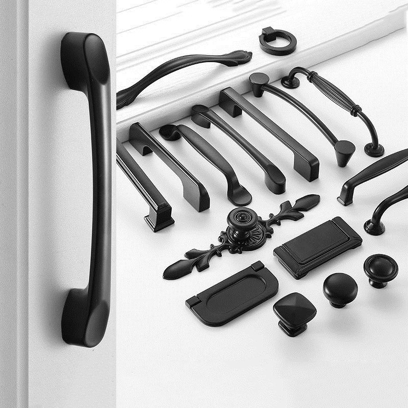 Cabinet Handles Matte Black Aluminum Alloy Cabinet Pulls Kitchen Drawer Pulls Cupboard Handles Furniture Hardware Country Style Handle With Screws Shopee Malaysia