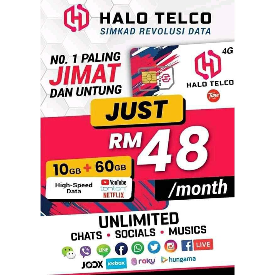 SIMKAD HALO TELCO BY TUNETALK UNLIMITED FACEBOOK, INSTAGRAM, TWITTER ...