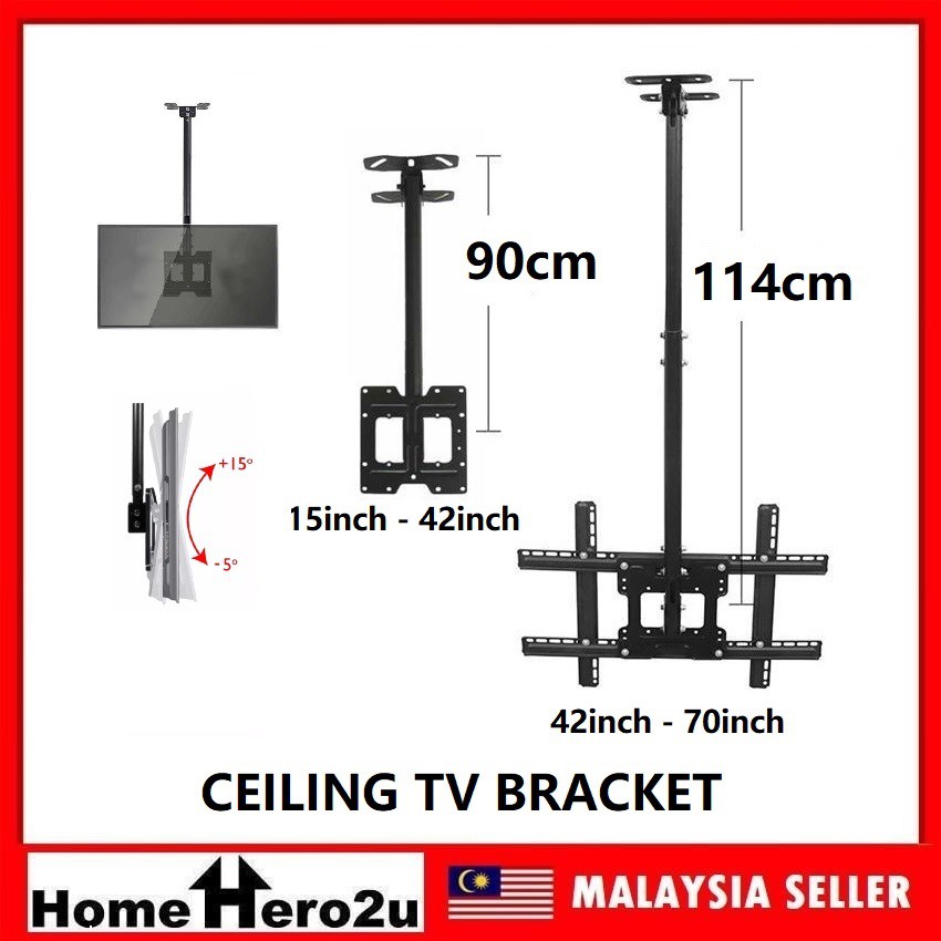 Universal Led Lcd Plasma Tv Ceiling Mount Tilt Bracket Penyangkut Braket Siling 14 32 26 32 40 49 50 55 58 60 65 70 Inch Shopee Malaysia